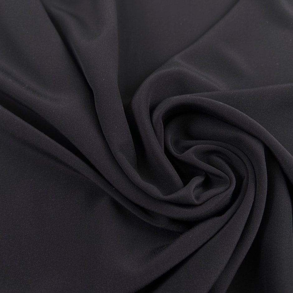 Black Pure Silk Crepe De Chine