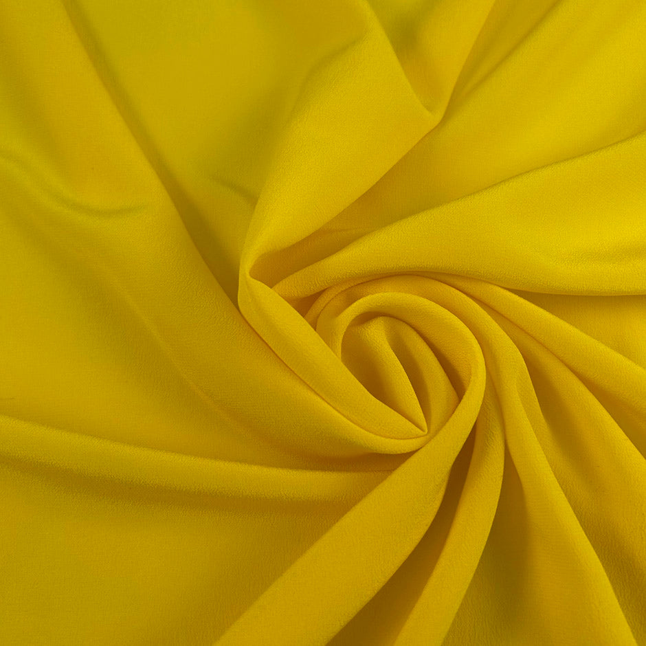 Yellow Pure Silk Crepe De Chine