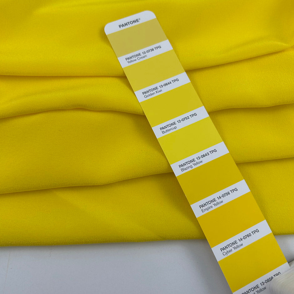 Yellow Pure Silk Crepe De Chine