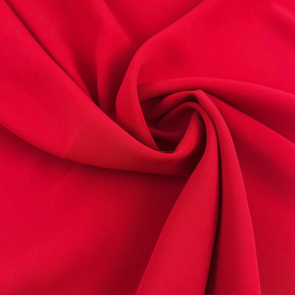Red Stretch Viscose And Polyester Crepe Cady