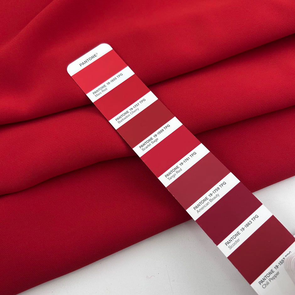 Red Stretch Viscose And Polyester Crepe Cady