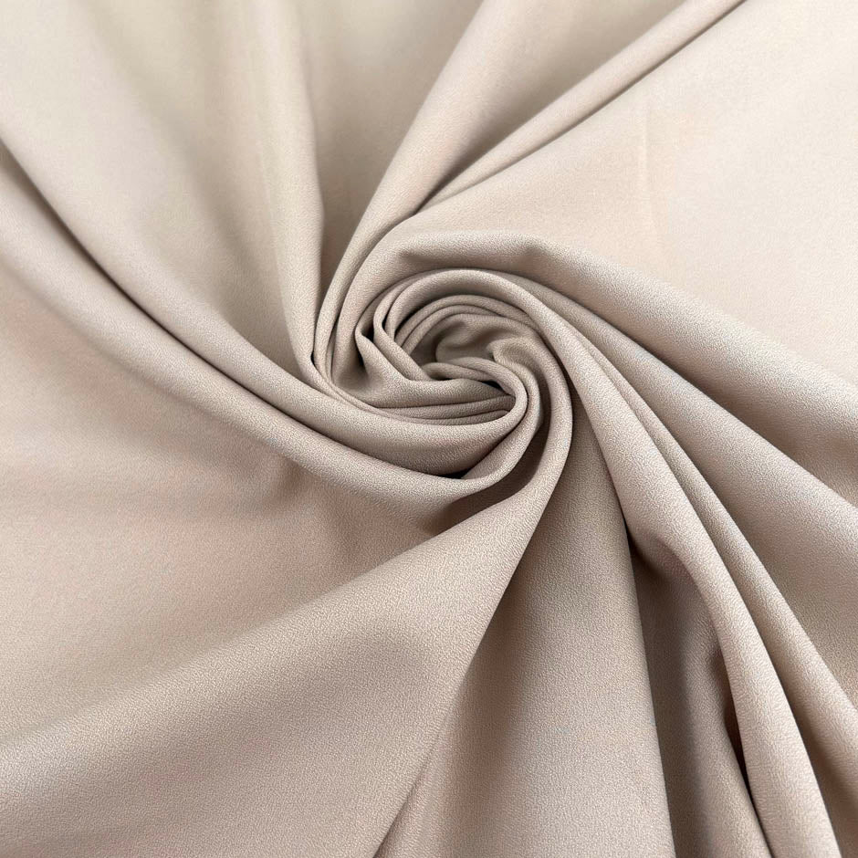 Beige Stretch Polyester Crepe