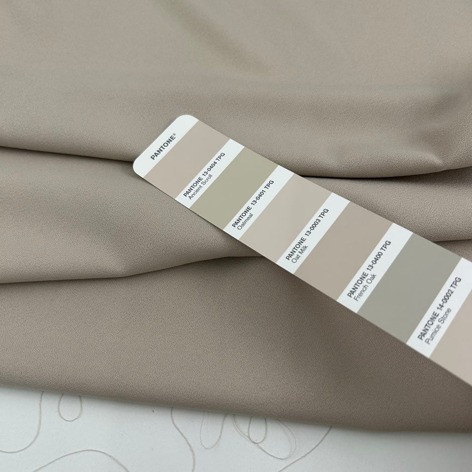 Beige Stretch Polyester Crepe