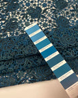 Light Blue And Green Wool Italian Macrame' Lace With A Floral Pattern
