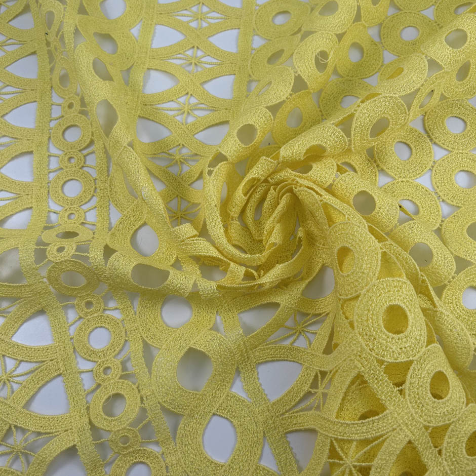 Geometric Pattern Yellow Cotton Macrame' Lace