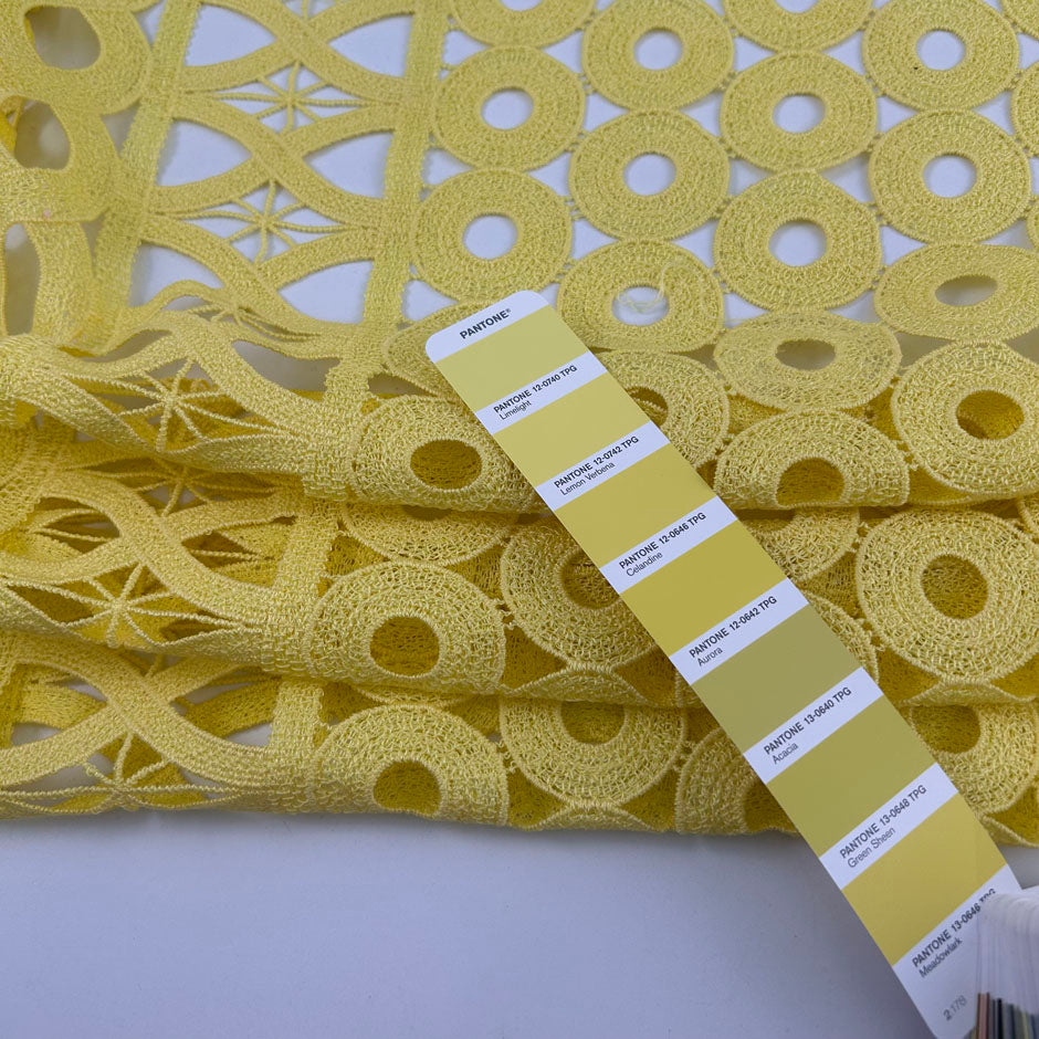 Geometric Pattern Yellow Cotton Macrame' Lace