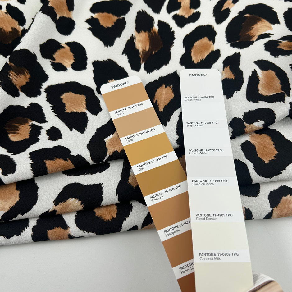 White Polyester Crepe With An Animalier Print