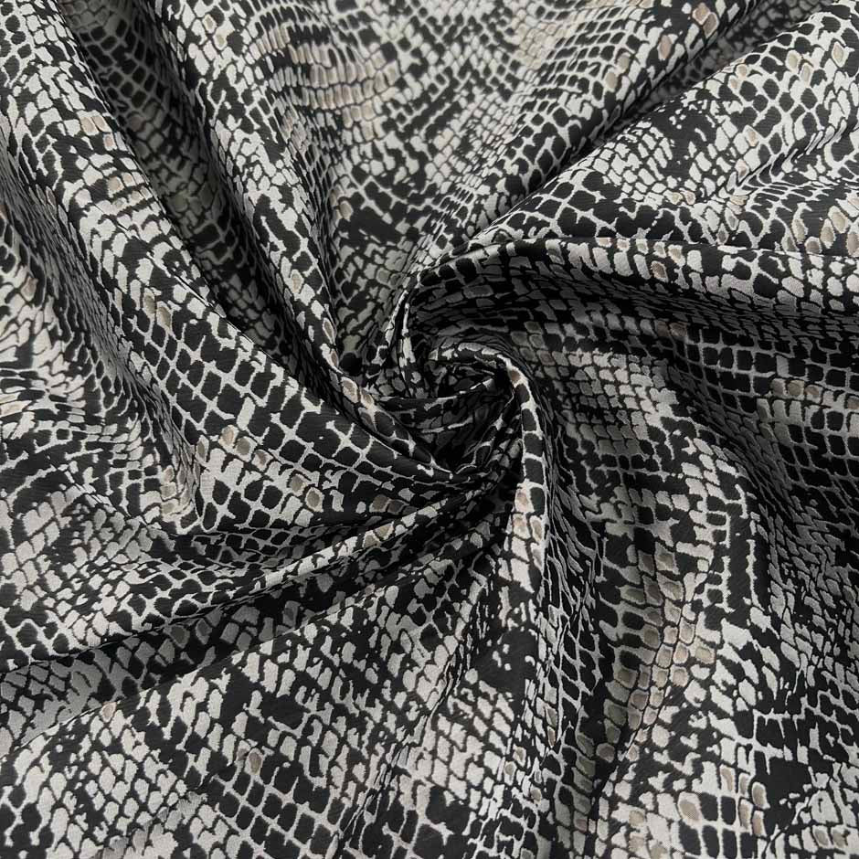 Animalier Pattern Black And Silver Polyester Jacquard