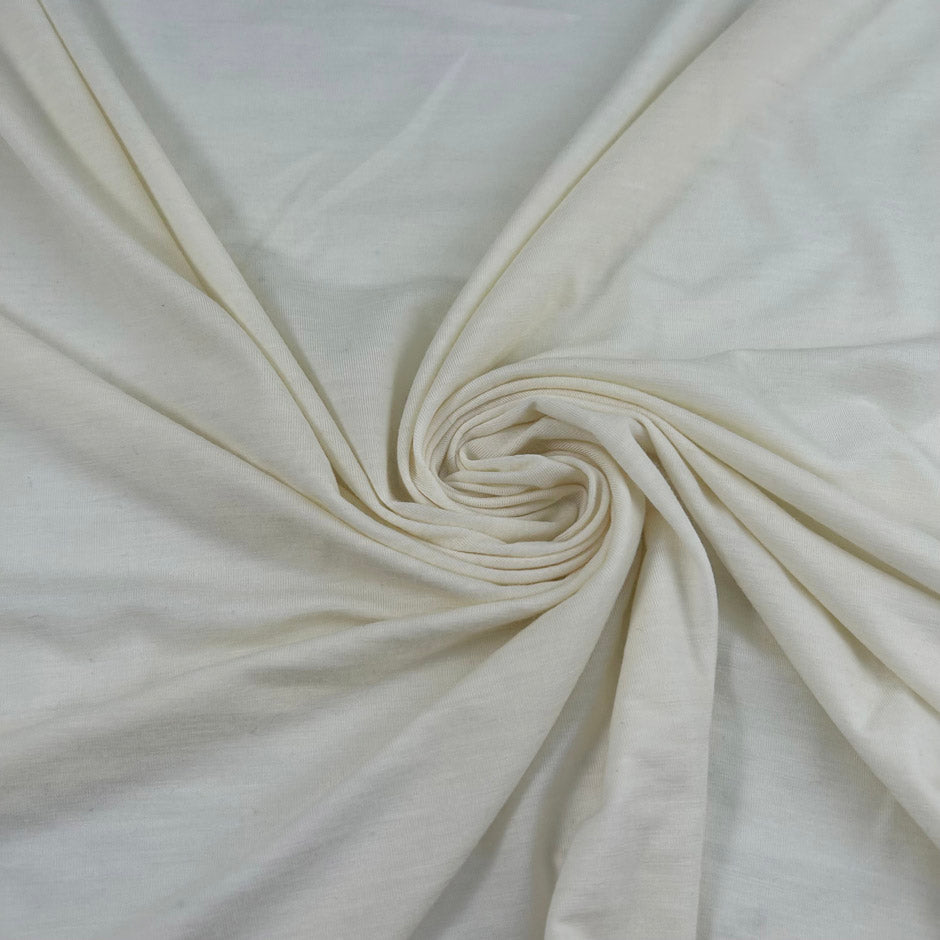 Natural White Viscose And Wool Jersey
