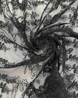 Black Polyester Embroidered Tulle