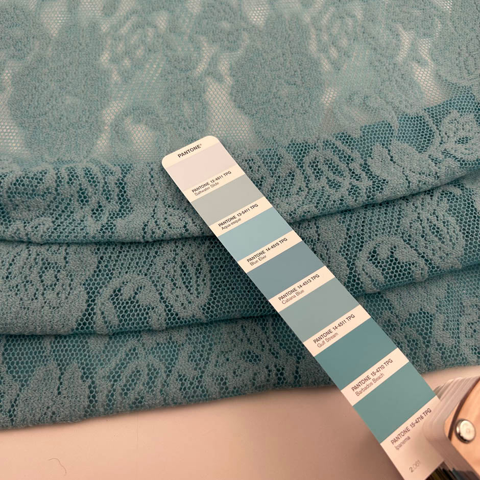 Light Blue Wool Blend Stretch Lace