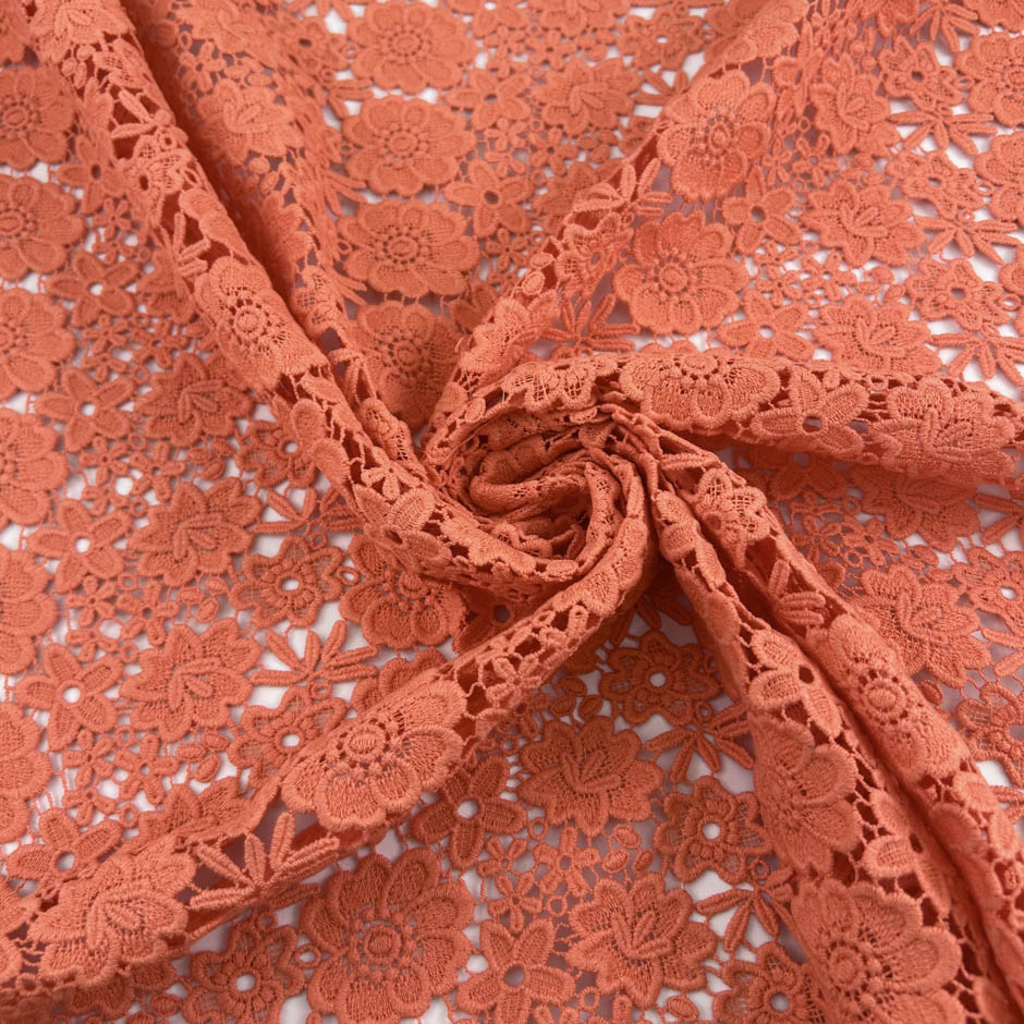 Peach Pink Cotton Macrame' Lace
