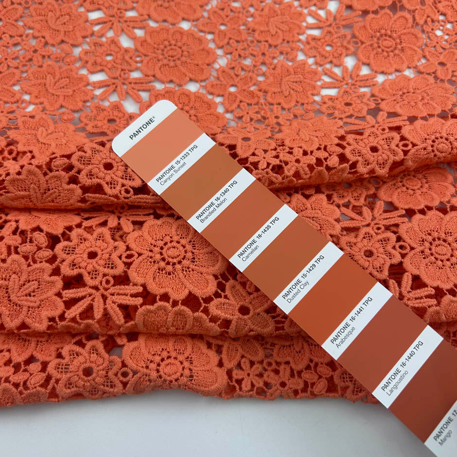 Peach Pink Cotton Macrame' Lace