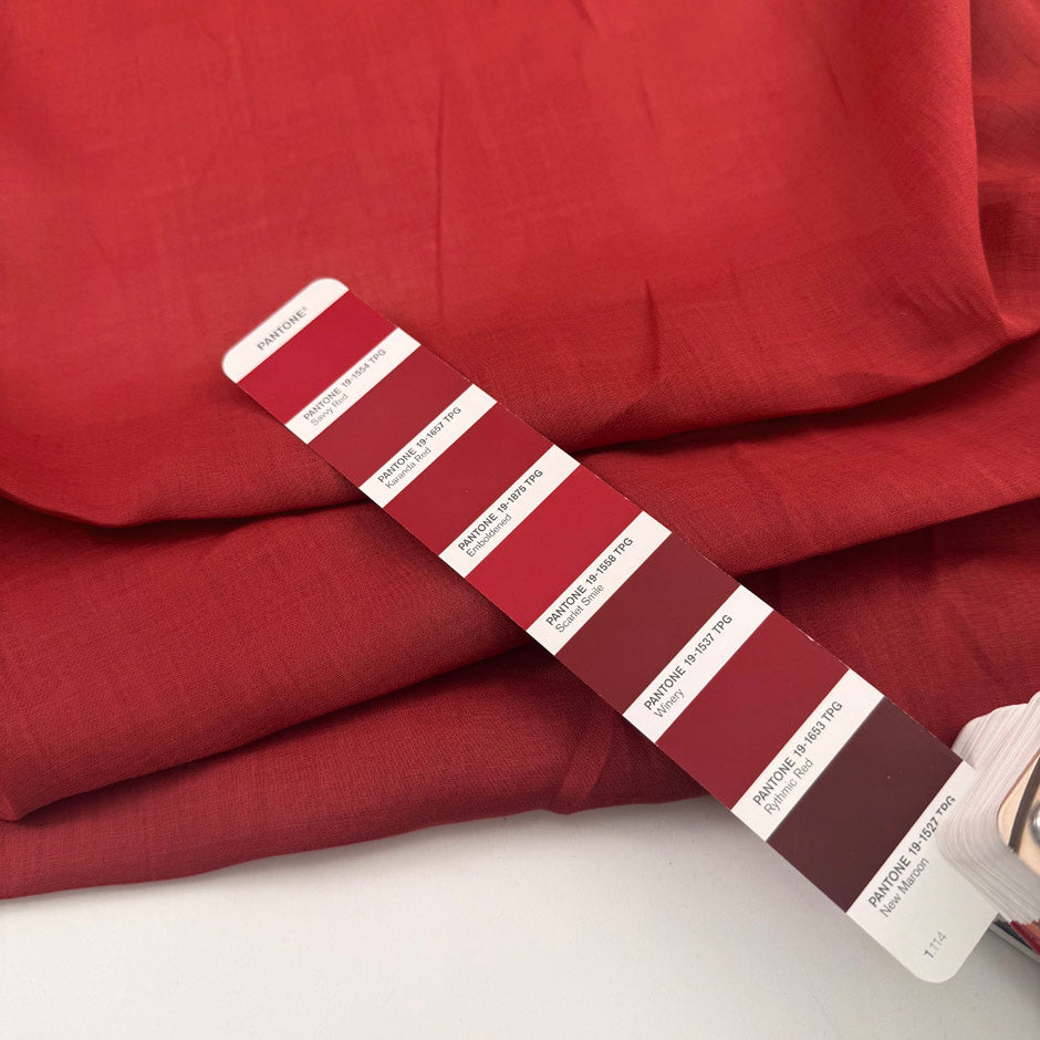 Dark Red Piece Dyed Pure Linen Voile