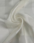 White Pure Silk Jacquard With A Checked Pattern