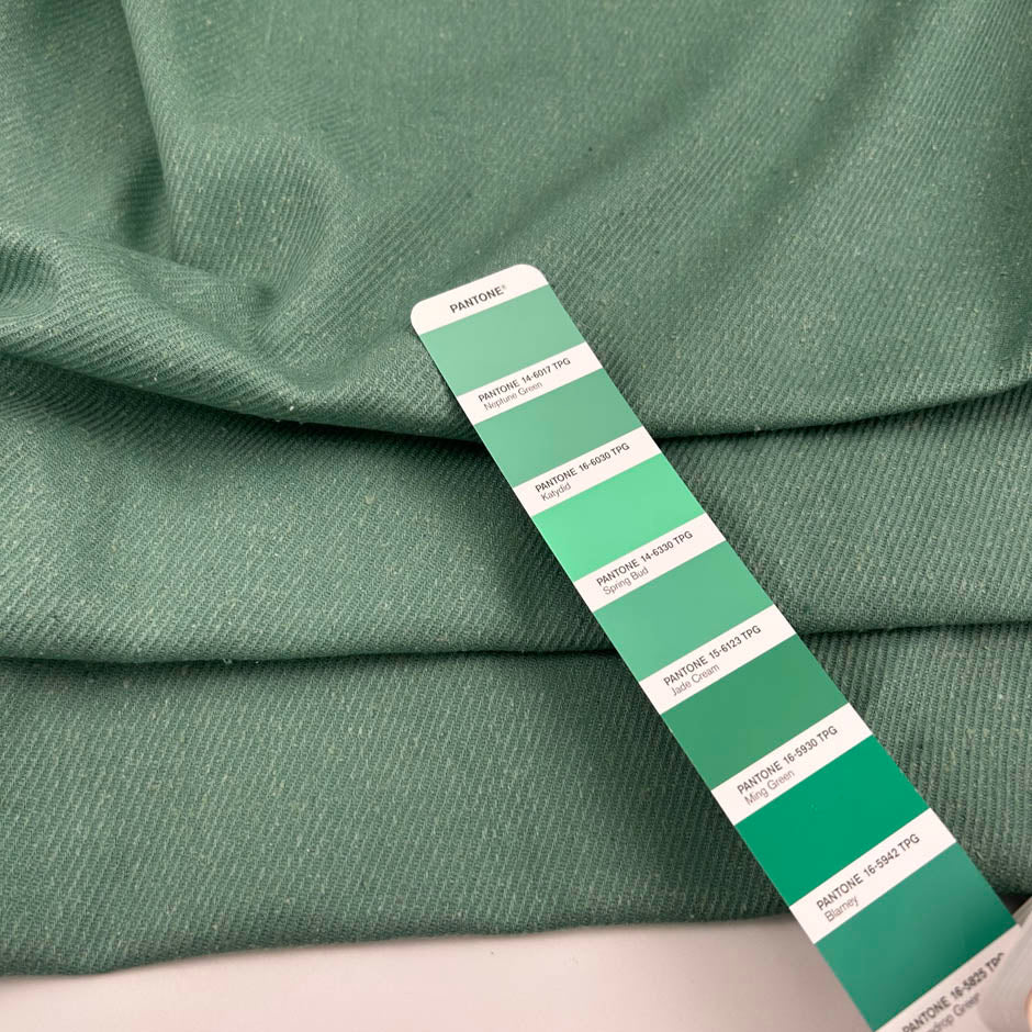 Green Silk And Cotton Saglione Bourette