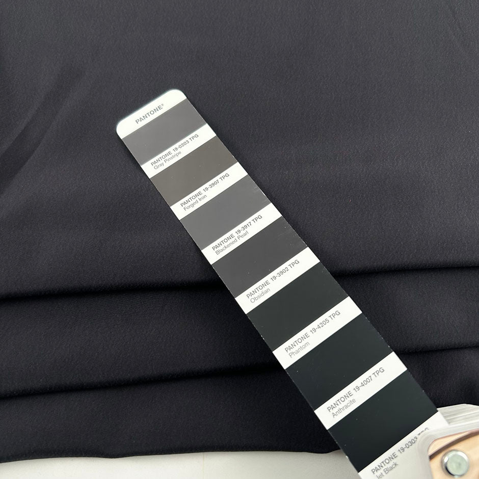 Dark Gray Stretch Silk Crepe De Chine Washed Effect