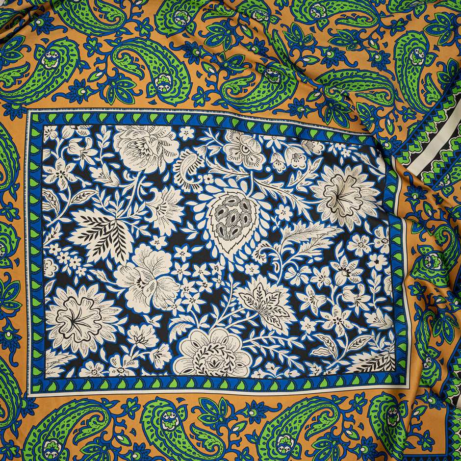 Polyester satin floral design - Sample