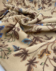 Printed camel color wool gabardine. High-quality deadstock fabric collected in Stock from a Maison de Couture in Italy.