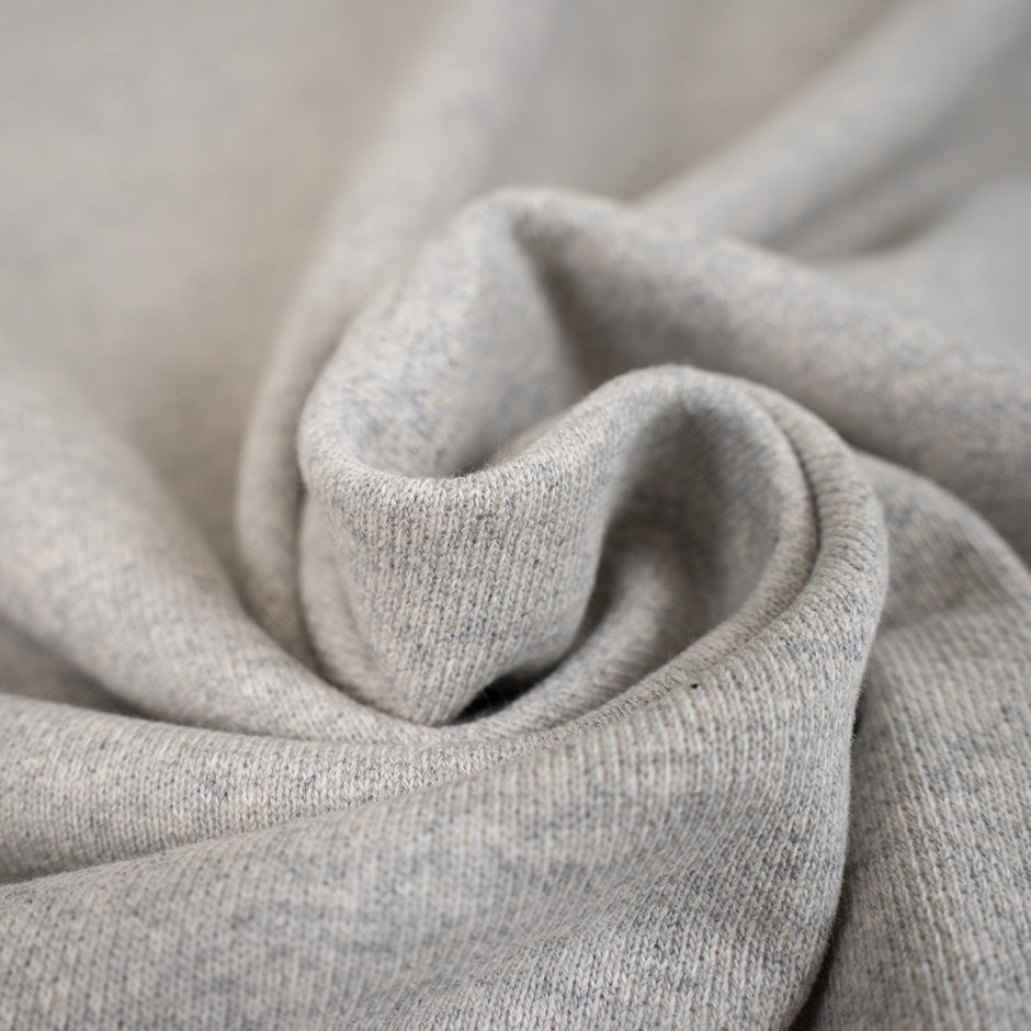 Heavy and droopy Terry cloth grey sweatshirt gauze. High-quality deadstock fabric collected in Stock from a Maison de Couture in Italy.