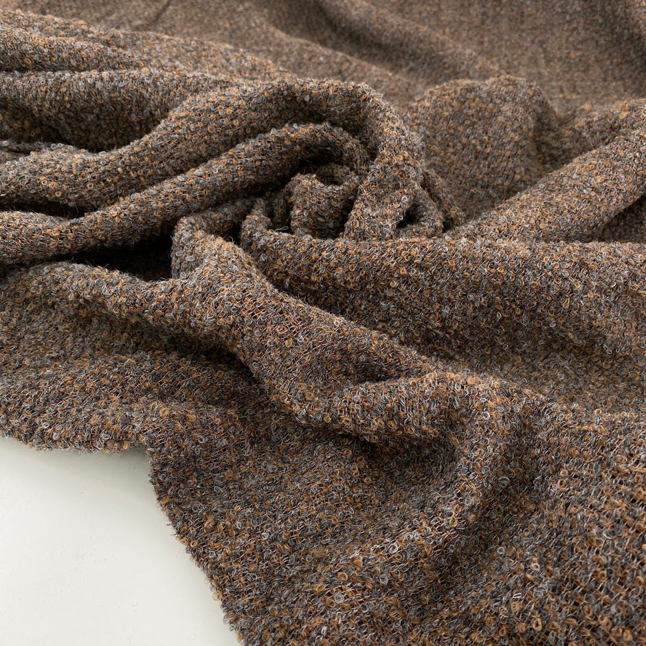 Soft and light wool mohair tweed brown and gray. High quality deadstock fabric.