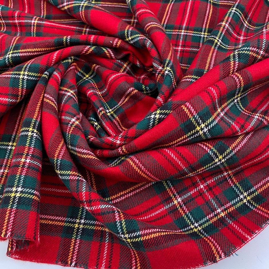 Flannel tartan fabric of pure soft wool deadstock. Picked up in stock from a Maison de Couture in Italy.