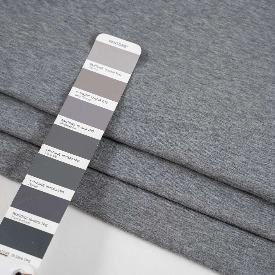 Grey cotton jersey, soft and stretchy. High-quality deadstock fabric collected in Stock from a Maison de Couture in Italy.