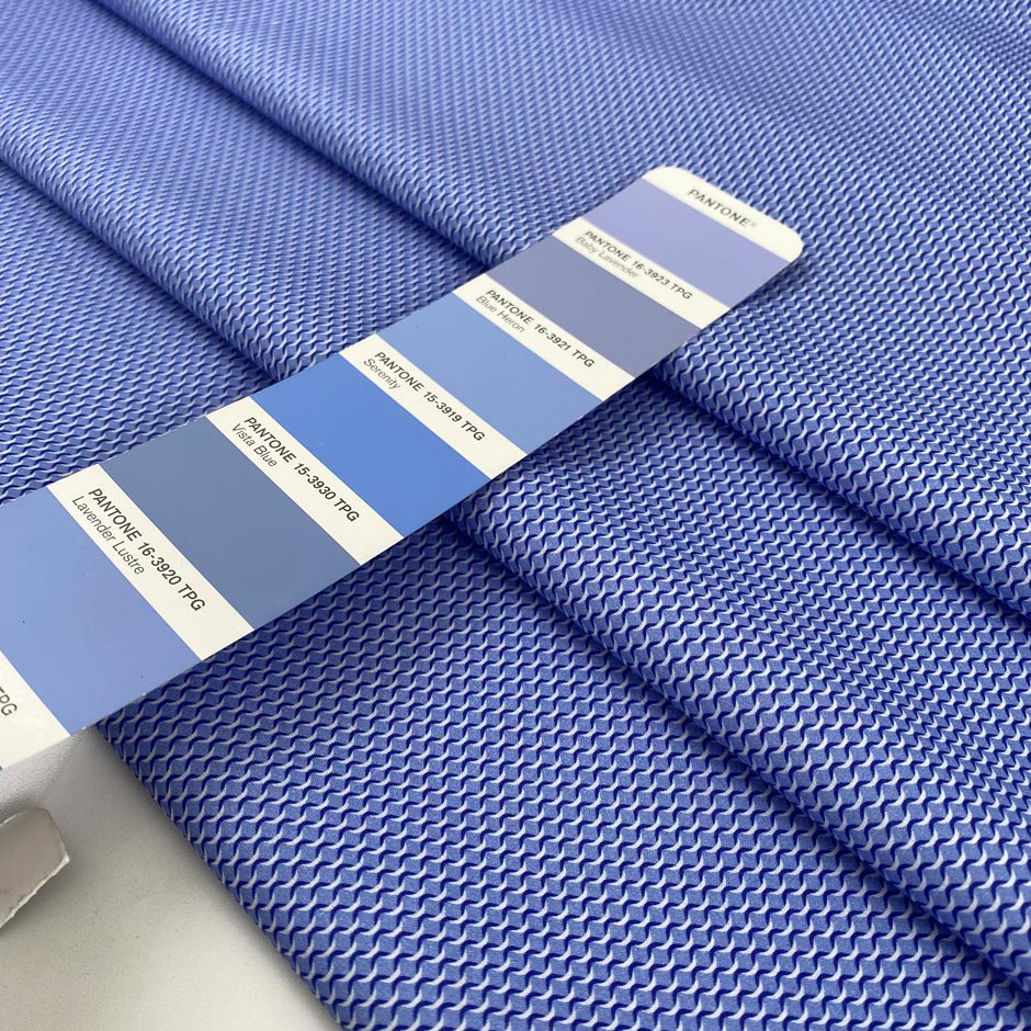 Pure cotton poplin in shades of light blue, very soft and light with a very tiny design. High-quality deadstock fabric collected in Stock from a Maison de Couture in Italy.