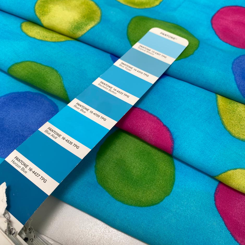 Soft and lightweight pure viscose with a turquoise base and large multicolor polka dots. Flowy and not transparent, ideal for dresses, skirts, trousers, and blouses.High-quality deadstock collected in Stock from a Maison de Couture in Italy.
