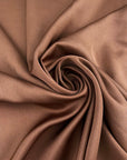 Light brown hammered polyester satin, soft and non-stretch. High-quality deadstock collected in Stock from a Maison de Couture in Italy.