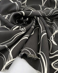 Double crepe silk, cotton and polyamide printed comfort structured