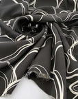 Double crepe silk, cotton and polyamide printed comfort structured