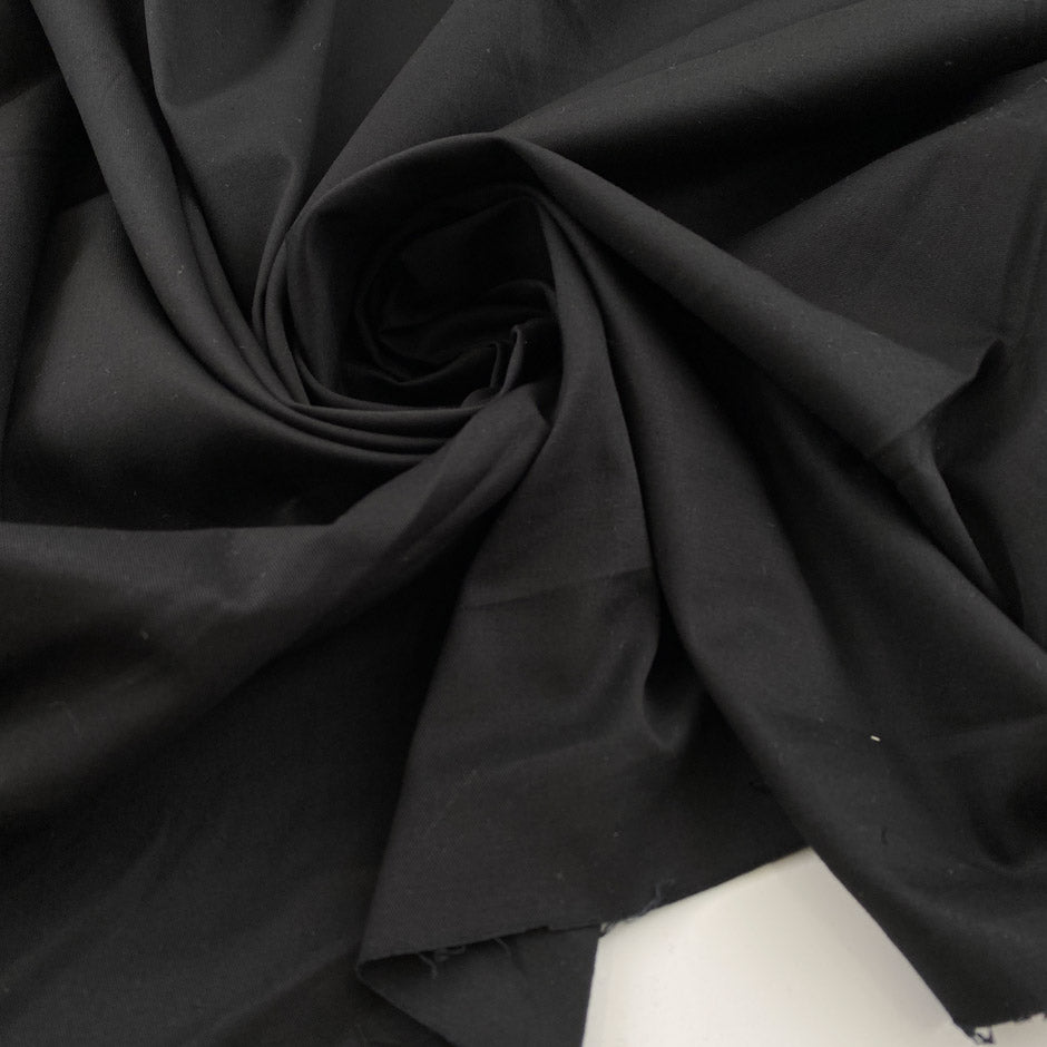 Soft black stretch cotton gabardine