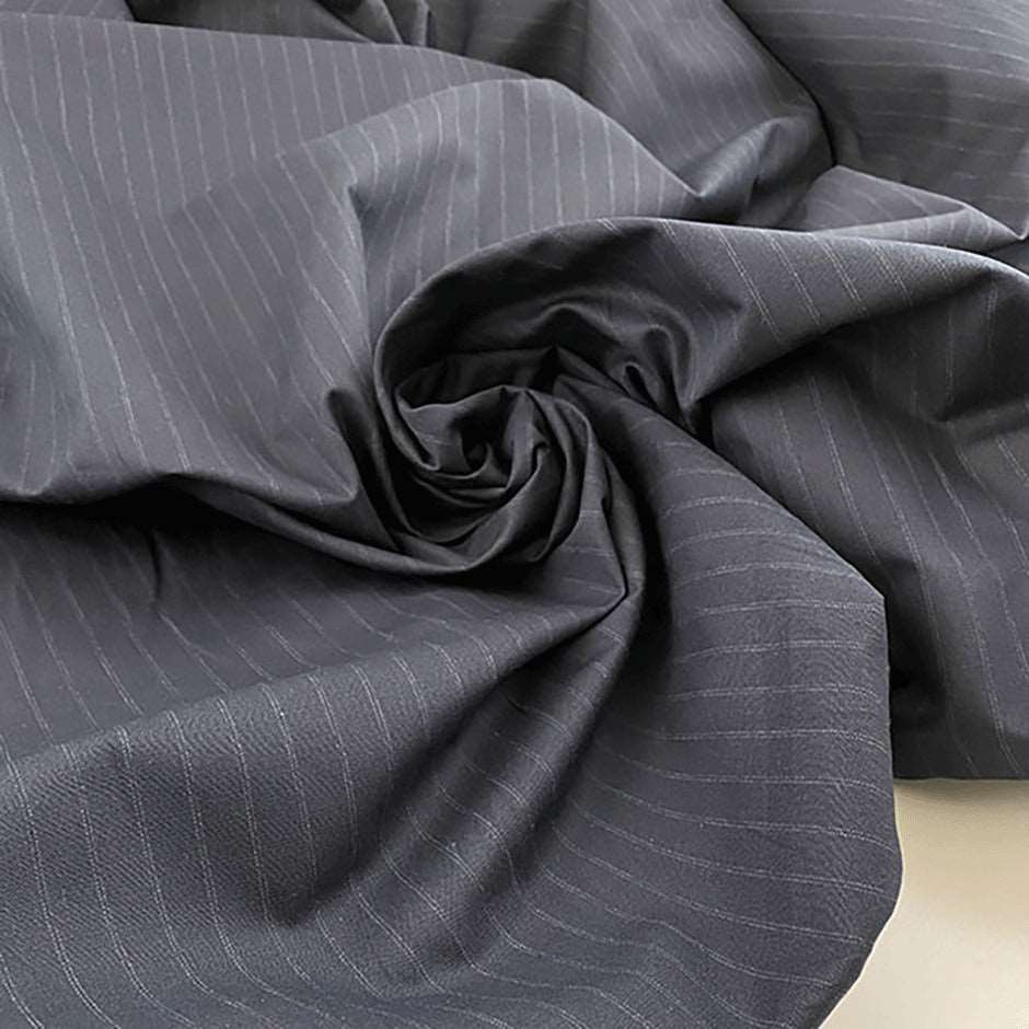 Crisp cotton pinstripe gabardine