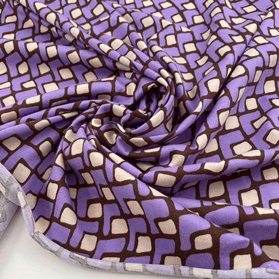 Geometric print viscose jersey