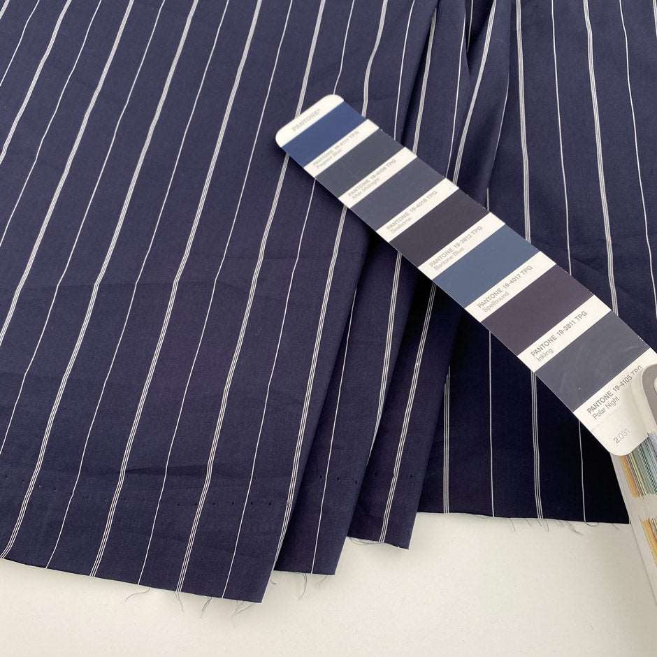 Blue and white 1% cotton poplin fabric. &amp;nbsp;Deadstock fabric picked up in Stock from a Maison de Couture in Italy.