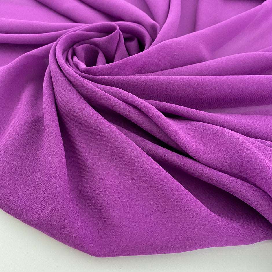 Flowing and Falling Transparent Purple Solid Color Silk Georgette