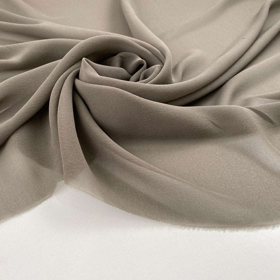 Grey Solid Color Silk Georgette