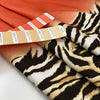 Cotton with eelastane pique very thick and soft with a beautiful animal print design and a blended peach color on the ground. High-quality deadstock fabric by the meter collected in Stock from a Maison de Couture in Italy.