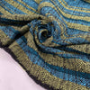 Viscose and polyester tweed in turquoise and lime yellow, shades maui blue and lima bean. Very soft, ideal for jackets dresses and skirts. High-quality deadstock collected in Stock from a Maison de Couture in Italy.