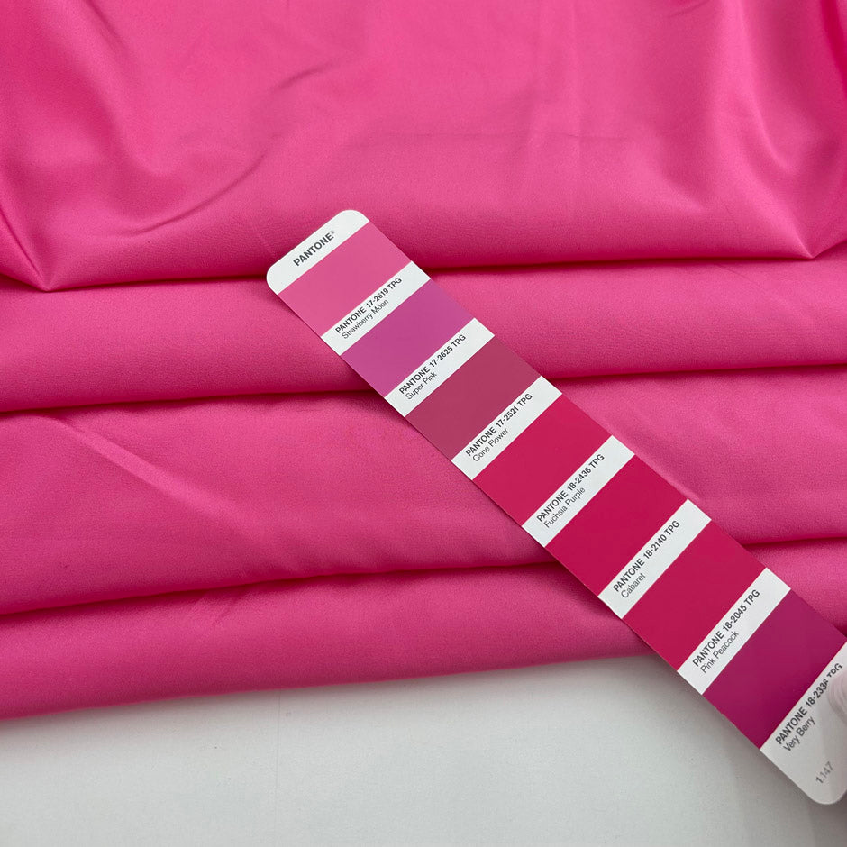 Pink pure silk with friselline backing, soft and non-stretch. High-quality deadstock collected in Stock from a Maison de Couture in Italy.