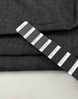 Black melange lightweight cotton denim, soft and non-stretch. Perfect trousers. High-quality deadstock collected in Stock from a Maison de Couture in Italy.