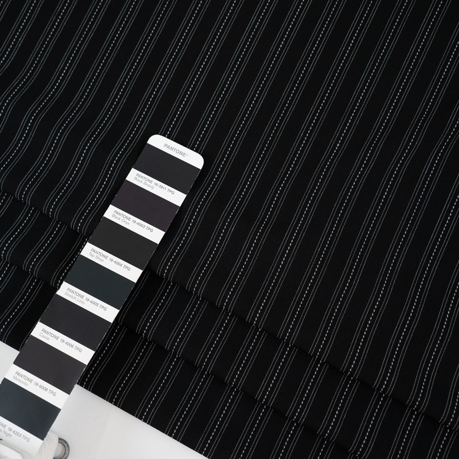 Black Chalk Stripe With White Lines