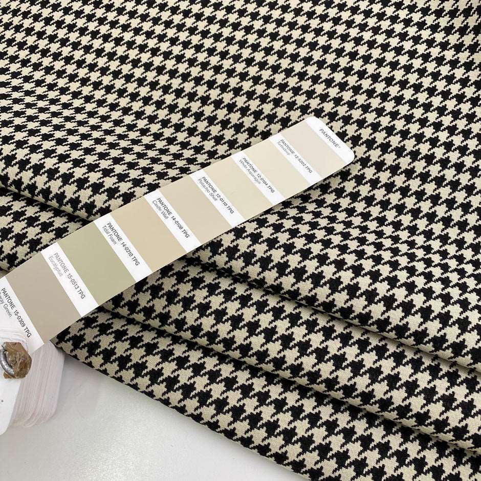 beige and black wool silk jacquard