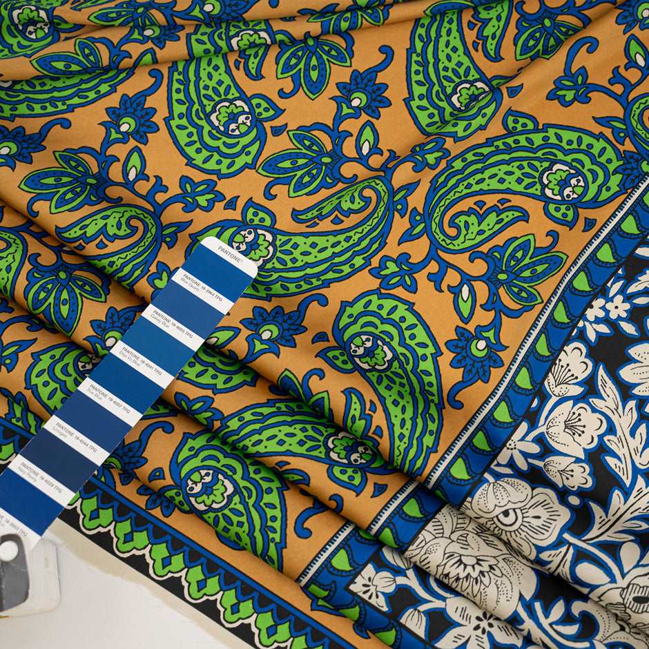 Polyester satin floral design - Sample