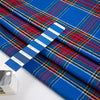 Blue and red madras tartan flannel fabric. It is soft and structured. High-quality deadstock fabric collected in Stock from a Maison de Couture in Italy.