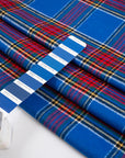 Blue and red madras tartan flannel fabric. It is soft and structured. High-quality deadstock fabric collected in Stock from a Maison de Couture in Italy.