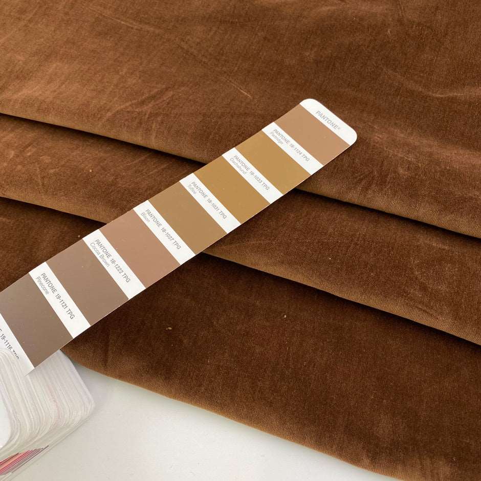 Soft brown cotton velvet. High quality deadstock fabric.