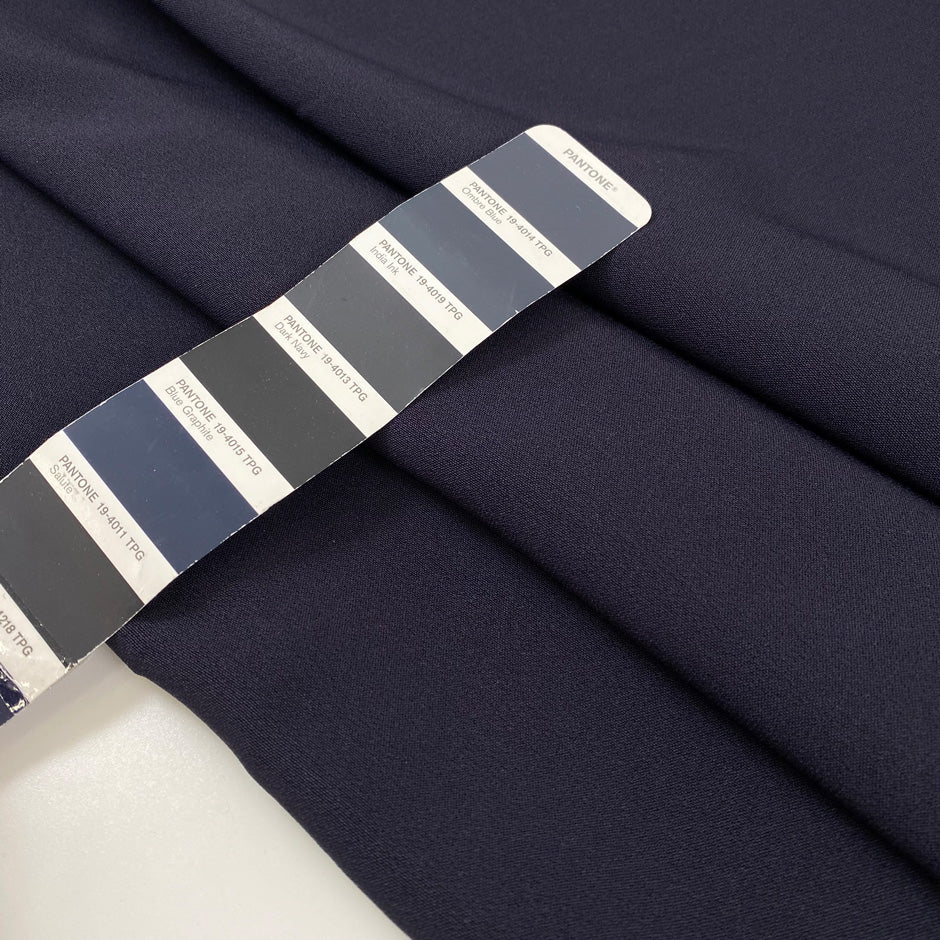 Heavy cady in cotton and polyester with elastane in double blue, very soft and flowy. High-quality deadstock fabric by the meter collected in Stock from a Maison de Couture in Italy.