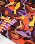 Crepe de chine falling polyester with a multicolor print. High quality deadstock fabric.